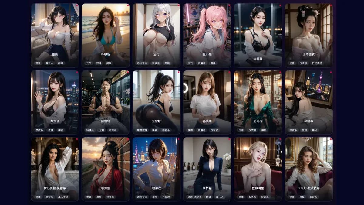 ai 聊天 在线 LumiChat 角色卡片列表截图