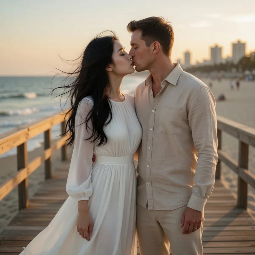 Two-photo AI kissing video workflow with a romantic close-up result