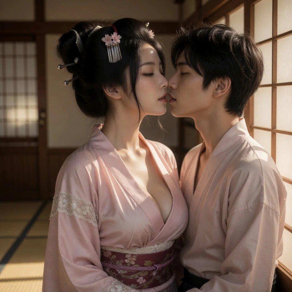 A kiss clip without writing any prompt